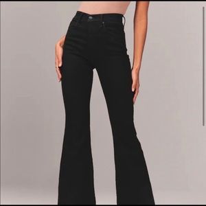Abercrombie Black Ultra High Rise Flare Jeans